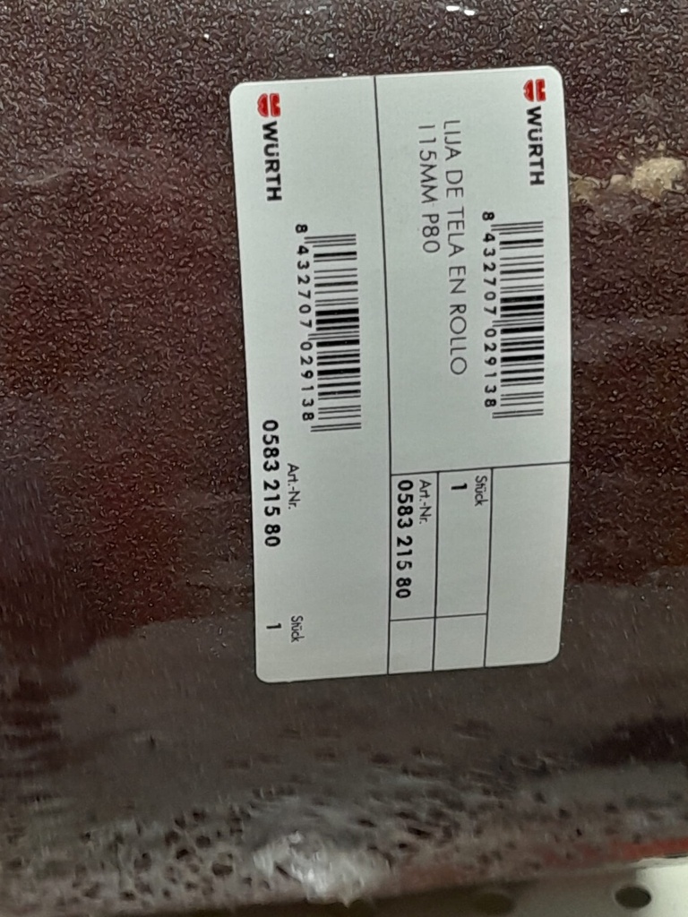 LIJA DE TELA EN ROLLO 115MM P80