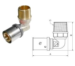 CODO POLIETILENO RETICULADO (PEX) 90º 20mm 1/2" R/M 