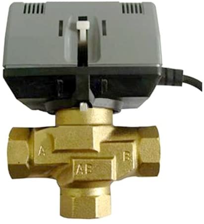 3 VÍAS Válvula de bola para conmutación,DN 50 Rosca externa G2 3/4" pn 25 kvs 49m3/h Actuador rotativo 20Nm