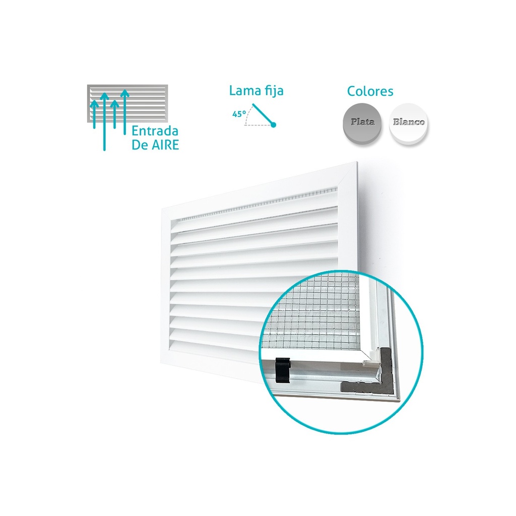 TOMA DE AIRE EXTERIOR CON MALLA 500X300 rejilla