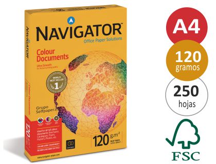 PAPEL A4 120GRMS. NAVIGATOR COLOUR E/250UNIDS