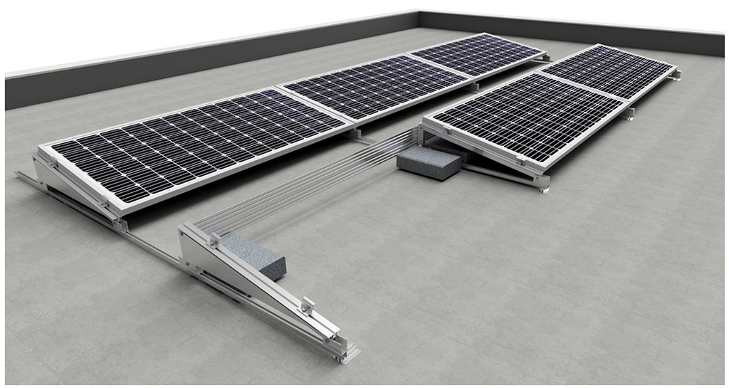 SOPORTE INCLINADO ELEVADO 18 MODULOS 20º INCLINACION CON PILARES EN AC. GALV.