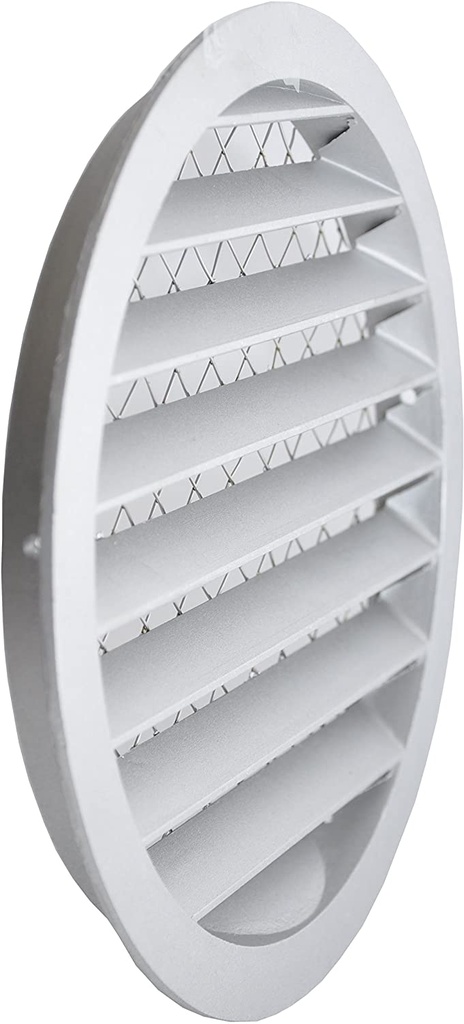 REJILLA CIRCULAR EXTERIOR AIRE 160 MM CON MALLA BLANCA RAL9003