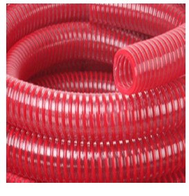 Rollo de 10 m de manguera de aspiración antiestática, con conexión a tierra, con alta resistencia a desgaste y color rojo/gris.