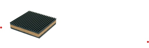 [CAA0105] ALFOMBRILLA ANTIVIBRATORIA GOMA/CORCHO/GOMA DE 100X100X22 CARGA 315 KG.