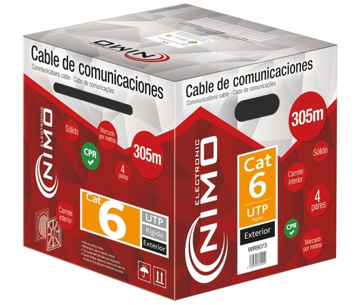 [ECA0509] METRO CABLE PARA DATOS UTP CAT.6 (305METROS)RIGIDO EXTERIOR negro