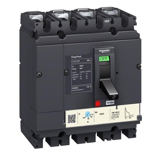 [EPR0528] INTERRUPTOR AUTOMÁTICO CVS100B TETRAPOLAR 25kA TM100D