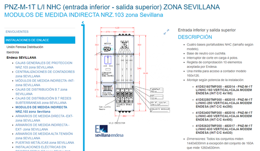 [ECU0264] ARMARIO PNZ-M-1T LI/NHC-160 VERTICAL + MODEM FIN 4x1600 + TRAFO. 100/5 N/ SEVILLANA