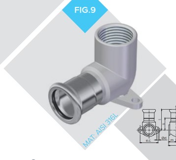 [CTU1973] CODO PLACA 20x1/2" C/ SOPORTE PRESS 