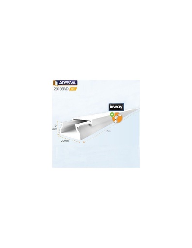 [EAC0098] Metro Canaleta autoadhesiva 2010BAD con tapa 20x10mm JSL blanco