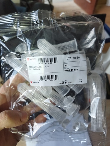 [FTA0033] REDECILLA PLASTICO D16x85 PARA TACO QUIMICO canula