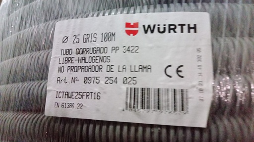 [ECN0250] METRO TUBO CORRUGADO 25mm GRIS LIBRE DE HALÓGENOS(R 75mts)